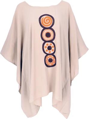 Guru-Shop Longbluse Besticktes Hippie Ponchokleid, Minikleid..
