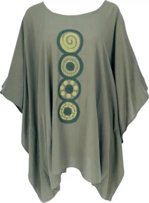 Guru-Shop Longbluse Besticktes Hippie Ponchokleid, Minikleid..