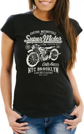 Neverless Print-Shirt Damen T-Shirt Biker Shirt