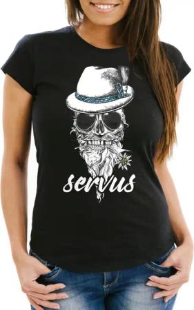 MoonWorks Print-Shirt Damen T-Shirt Aufdruck Totenkopf