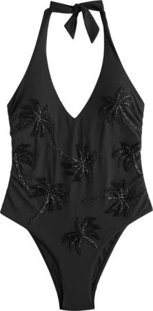 Next Badeanzug Bestickter Shaping-Badeanzug mit tiefem