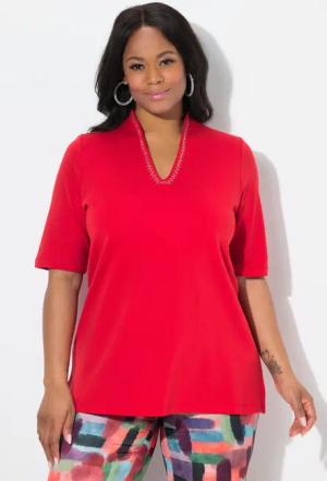 Ulla Popken T-Shirt T-Shirt A-Linie Kelchkragen