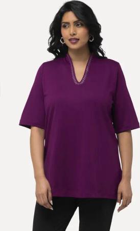 Ulla Popken T-Shirt T-Shirt A-Linie Kelchkragen