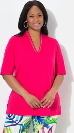 Ulla Popken T-Shirt T-Shirt A-Linie Kelchkragen