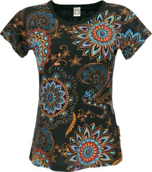Guru-Shop T-Shirt Boho T-Shirt mit Mandaladruck,