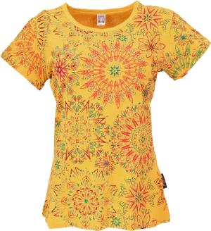 Guru-Shop T-Shirt Boho T-Shirt mit Mandaladruck,