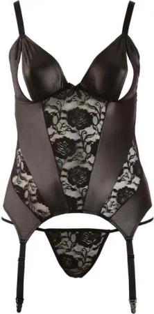 Cottelli CURVES Set: Corsage Strapshemd offen