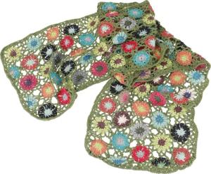 Guru-Shop Halstuch Häkelschal mit bunten Blümchen,