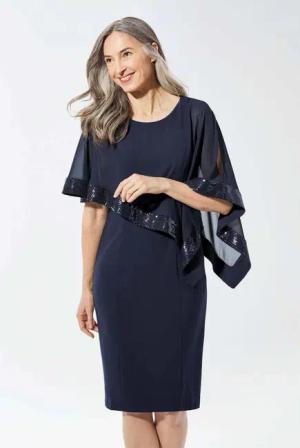 GOLDNER Abendkleid Kleid mit raffiniertem Chiffonüberwurf