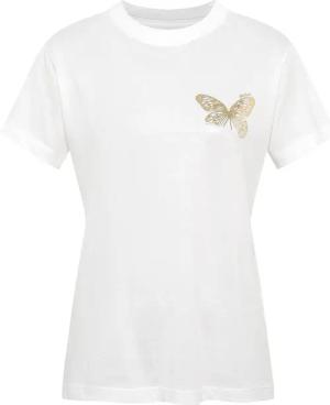 Mavi T-Shirt mit goldenem Schmetterling-Motiv, Rundhals