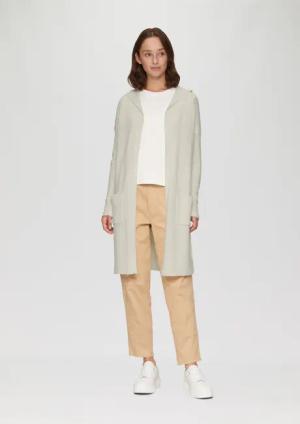 s.Oliver Strickjacke Long-Cardigan mit Kapuze Rippblende