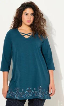 Ulla Popken Longshirt Longshirt Bordürendruck A-Linie