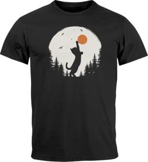 Neverless Print-Shirt Herren T-Shirt Frontprint Katze