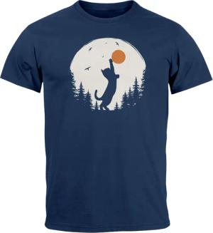 Neverless Print-Shirt Herren T-Shirt Frontprint Katze