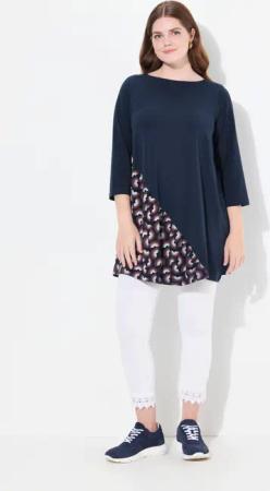 Ulla Popken Longshirt Shirt A-Linie U-Boot-Ausschnitt