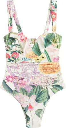 Next Badeanzug Kew Gardens Bauchformender Bandeau-Badeanzug