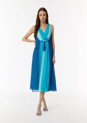 Comma Maxikleid Ärmelloses Bahnen-Kleid aus Chiffon