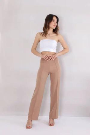 fashionshowcase Bootcuthose Damen Hose Hochtailliert Krepphose