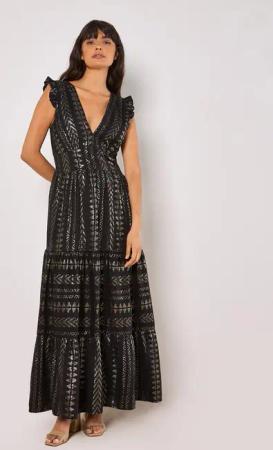 Apricot Maxikleid Rüschenkleid, mit tollem Muster