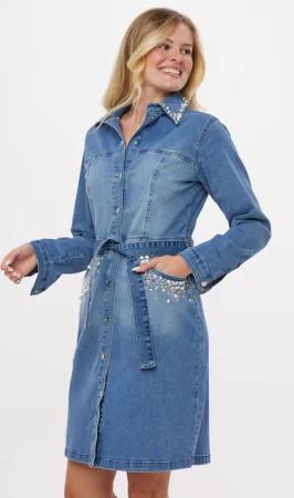 Sarah Kern Jeanskleid Longkleid Figurumspielend mit