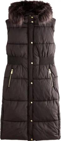 Next Steppweste Tailliertes Gilet mit Kunstfellkapuze