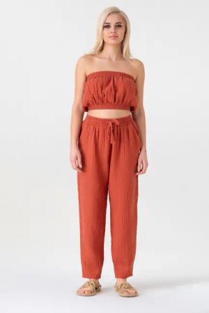 WENOR Schlupfhose Musselin Sommerhose, 100 % Baumwolle,
