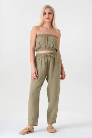WENOR Schlupfhose Musselin Sommerhose, 100 % Baumwolle,
