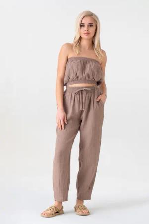 WENOR Schlupfhose Musselin Sommerhose, 100 % Baumwolle,