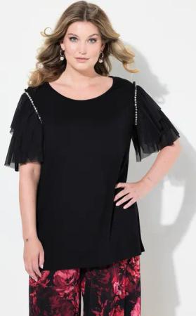 MIAMODA T-Shirt T-Shirt A-Linie Mesh-Halbarm mit