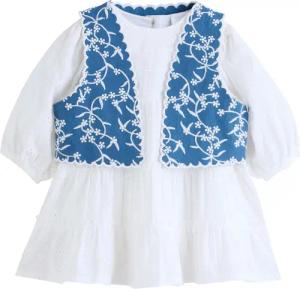 Next Jeanskleid Baby Lochstickerei-Kleid und Denim-Weste