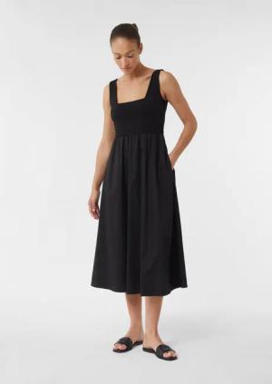 Comma Maxikleid Midikleid mit Popeline-Rock und