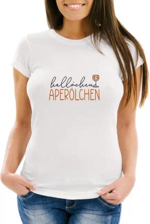 MoonWorks Print-Shirt Damen T-Shirt Halöchen Aperölchen