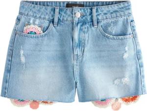 Next Shorts Denim-Shorts in Häkeloptik aus