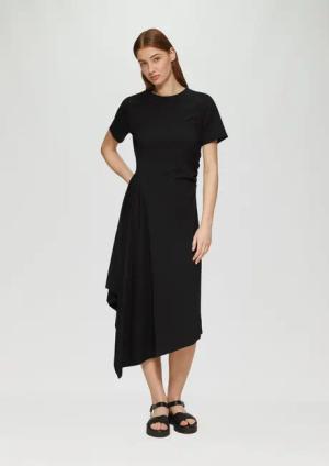 s.Oliver Maxikleid Tailliertes Midikleid mit Raffungen