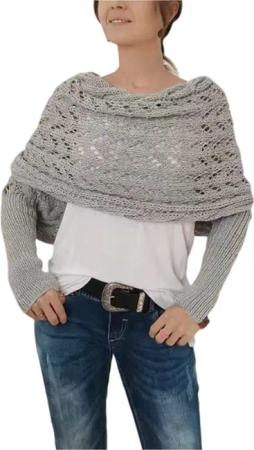 Refttenw Schal mit Ärmeln Damen WickelPullover
