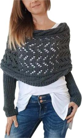 Refttenw Schal mit Ärmeln Damen WickelPullover