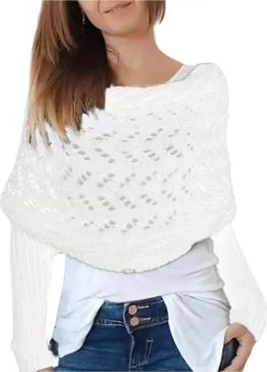 Refttenw Schal mit Ärmeln Damen WickelPullover