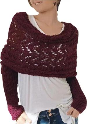 Refttenw Schal mit Ärmeln Damen WickelPullover