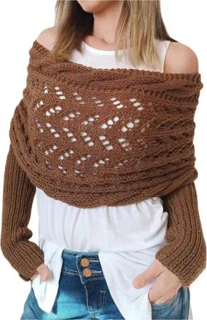Refttenw Schal mit Ärmeln Damen WickelPullover