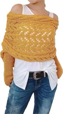 Refttenw Schal mit Ärmeln Damen WickelPullover