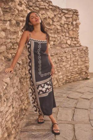 Next Sommerkleid Trägerkleid mit Leinenanteil (1-tlg)