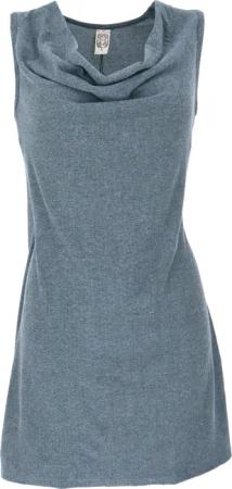 Guru-Shop Midikleid Minikleid mit Wasserfallausschnitt, bequemes..