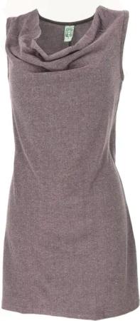 Guru-Shop Midikleid Minikleid mit Wasserfallausschnitt, bequemes..