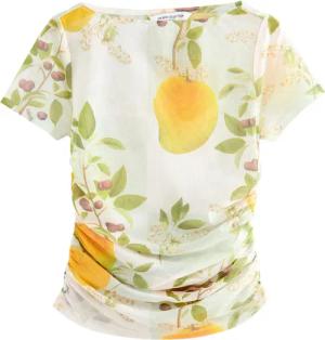 Next Shirttop Kurzärmeliges, gerafftes Mesh-Oberteil (1-tlg)