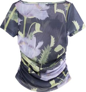 Next Shirttop Kurzärmeliges, gerafftes Mesh-Oberteil (1-tlg)