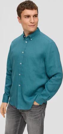 s.Oliver Langarmhemd Leinenhemd mit Button-Down-Kragen