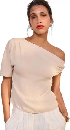 Next Shirtbluse Kurzarm-Oberteil mit asymmetrischer Drapierung