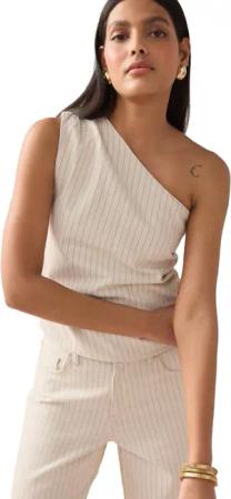 Next One-Shoulder-Top Einschulteriges Denim-Oberteil (1-tlg)
