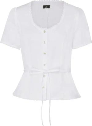 Luis Steindl Trachtenbluse Halbarm-Leinenbluse mit Spitze