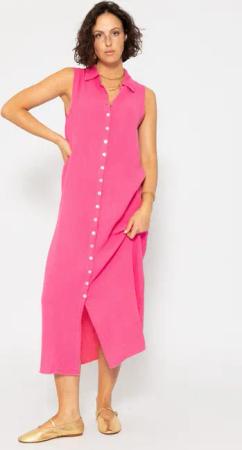 SASSYCLASSY Midikleid Ärmelloses Musselin Kleid mit